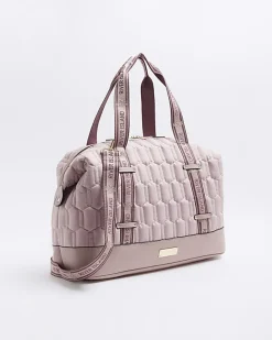 River Island soft quilted travel bag Pink Outlet