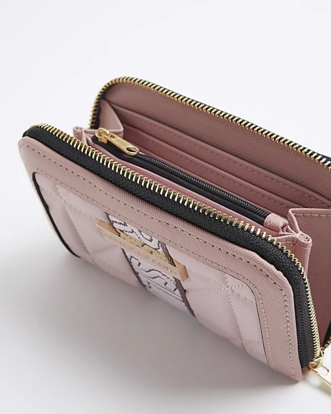 River Island soft quilted webbing purse Pink New