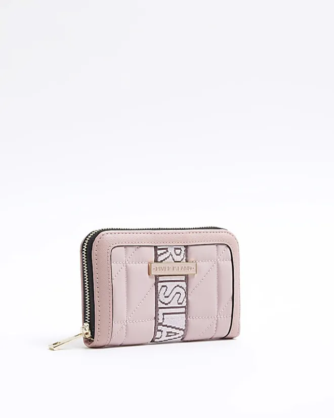 River Island soft quilted webbing purse Pink New