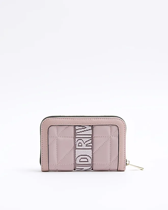 River Island soft quilted webbing purse Pink New