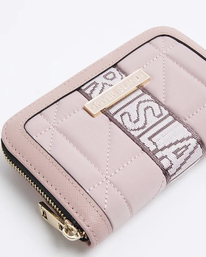 River Island soft quilted webbing purse Pink New