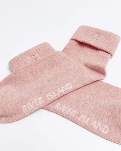 River Island turned hem socks Pink Hot