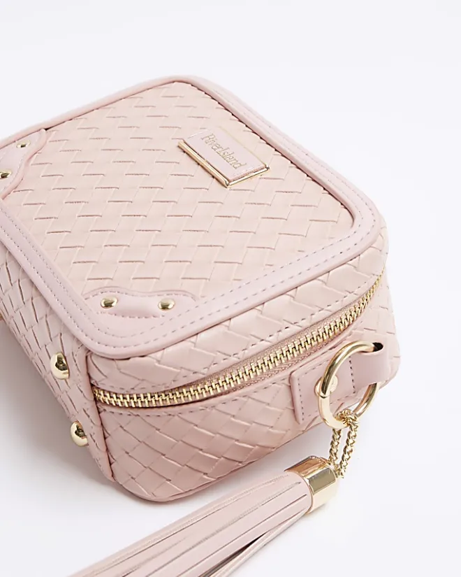 River Island weave cross body bag Pink Online