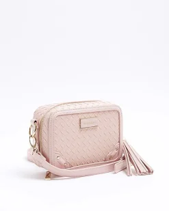 River Island weave cross body bag Pink Online