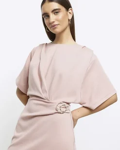 River Island wrap buckle t-shirt mini dress Pink Best