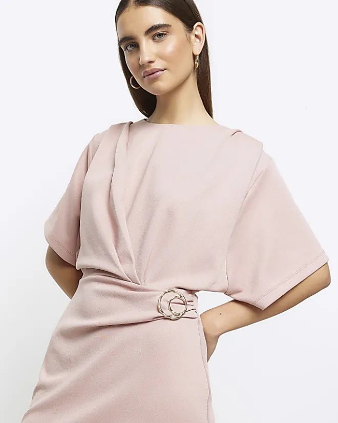 River Island wrap buckle t-shirt mini dress Pink Best
