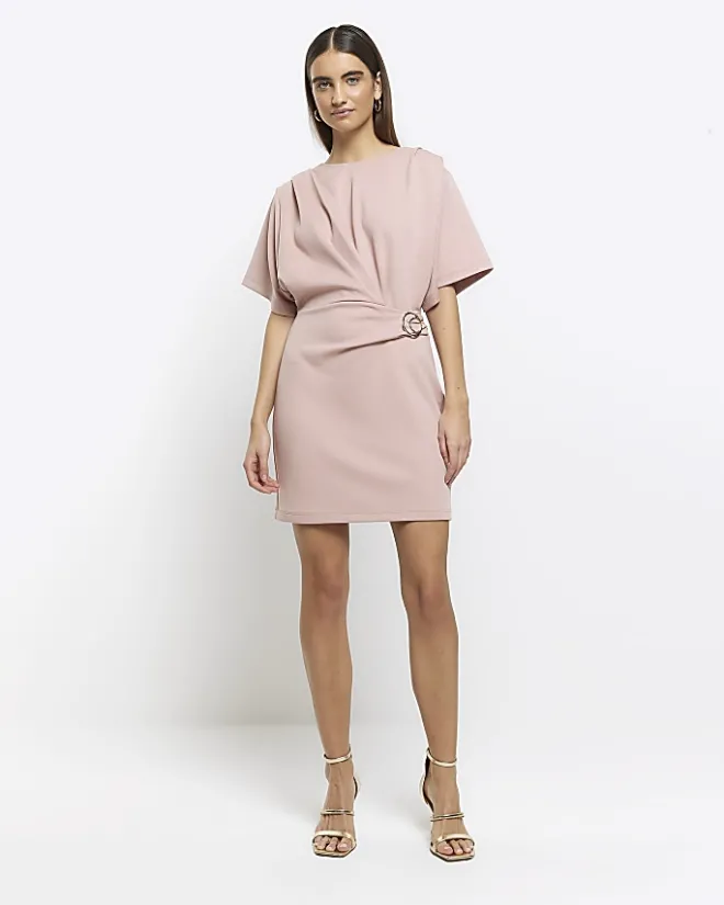 River Island wrap buckle t-shirt mini dress Pink Best