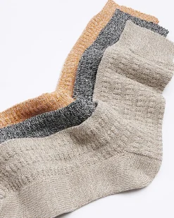 River Island 3PK Beige boot socks Stone Discount