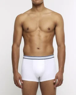 River Island 4PK and White cotton stretch Trunks Black Discount