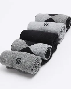 River Island 5PK argyle ankle socks Black Online