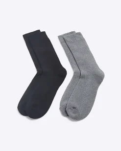 River Island 2PK boot socks Black Online