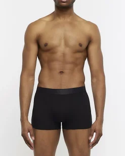 River Island 4PK Check cotton stretch Trunks Black Hot