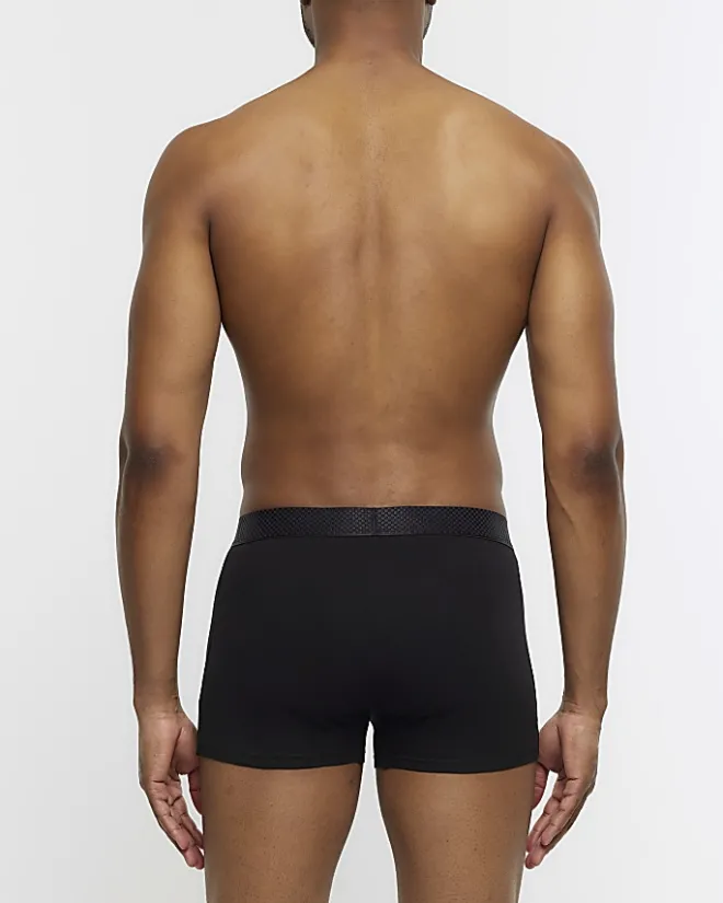 River Island 4PK Check cotton stretch Trunks Black Hot
