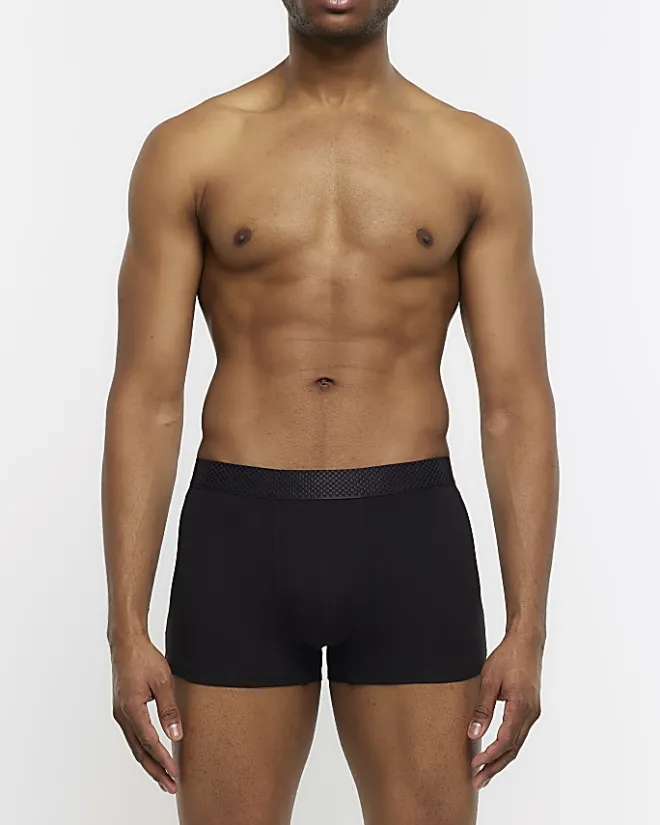 River Island 4PK Check cotton stretch Trunks Black Hot
