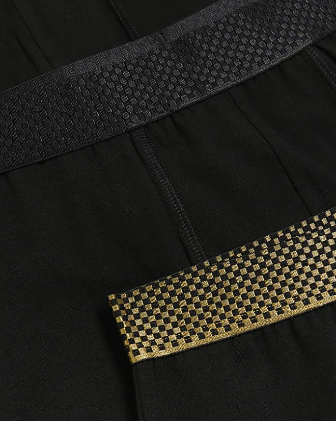 River Island 4PK Check cotton stretch Trunks Black Hot
