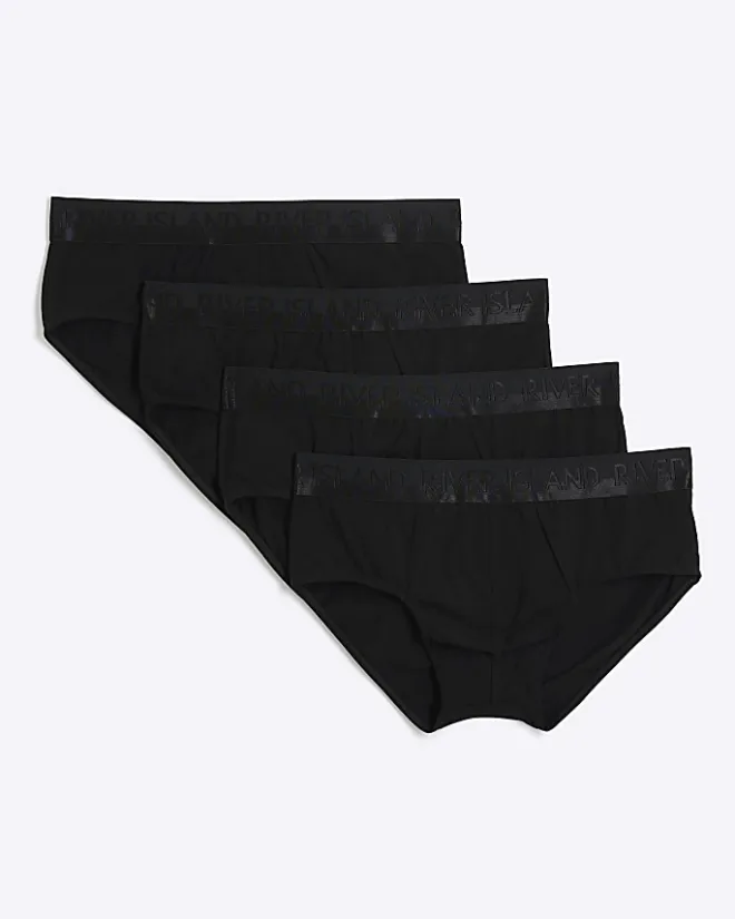 River Island 4PK cotton stretch briefs Black Hot