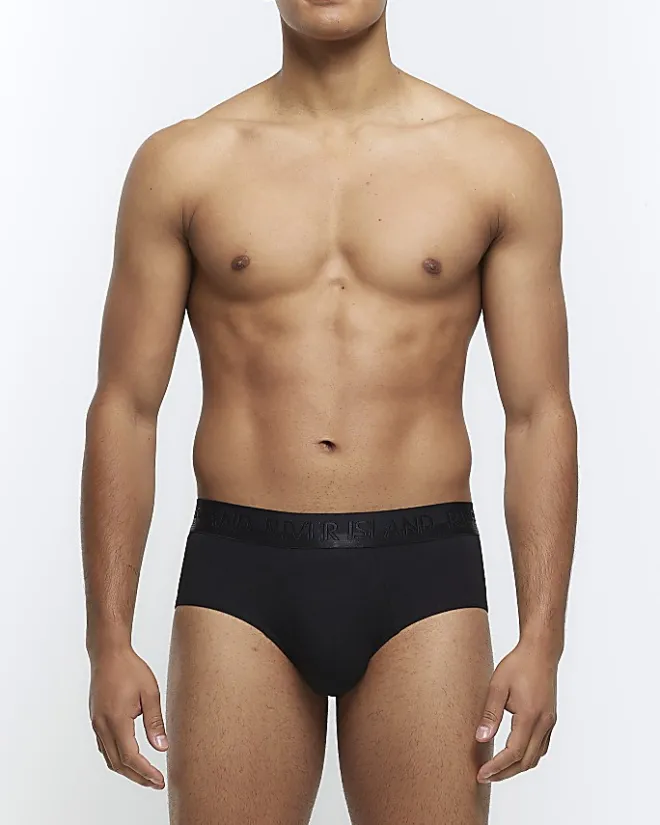 River Island 4PK cotton stretch briefs Black Hot