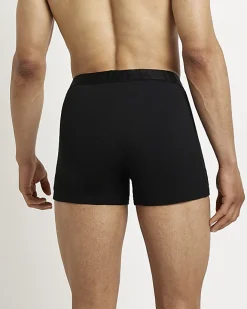 River Island 5PK cotton stretch RI trunks Black Best