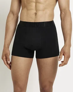 River Island 5PK cotton stretch RI trunks Black Best