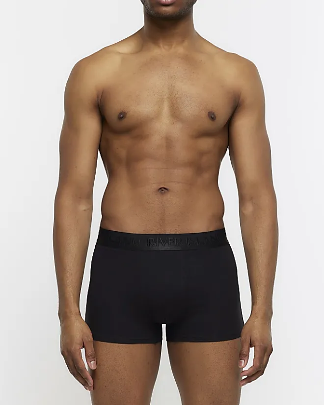 River Island 4PK cotton stretch trunks Black Fashion