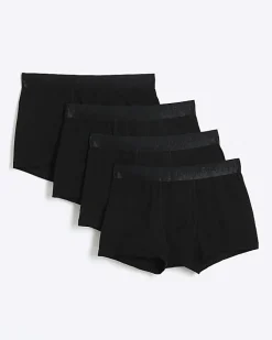 River Island 4PK cotton stretch trunks Black Fashion