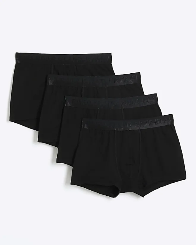 River Island 4PK cotton stretch trunks Black Fashion