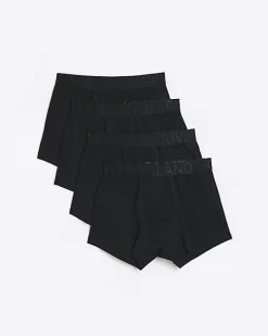 River Island 4PK cotton stretch Trunks Black Sale