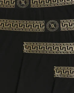 River Island 4PK geometric cotton stretch trunks Black Hot