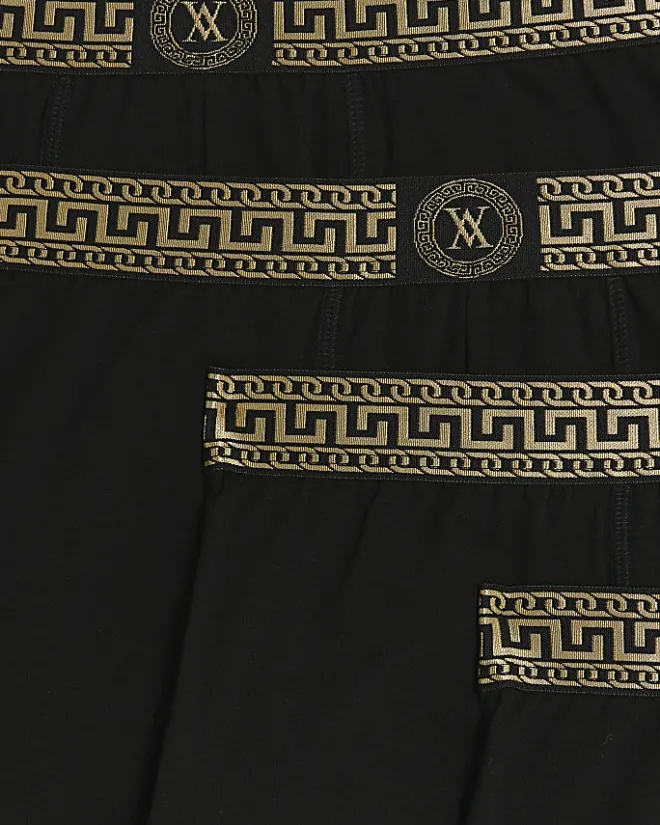 River Island 4PK geometric cotton stretch trunks Black Hot