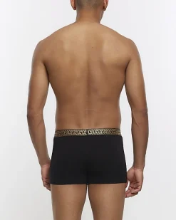 River Island 4PK geometric cotton stretch trunks Black Hot