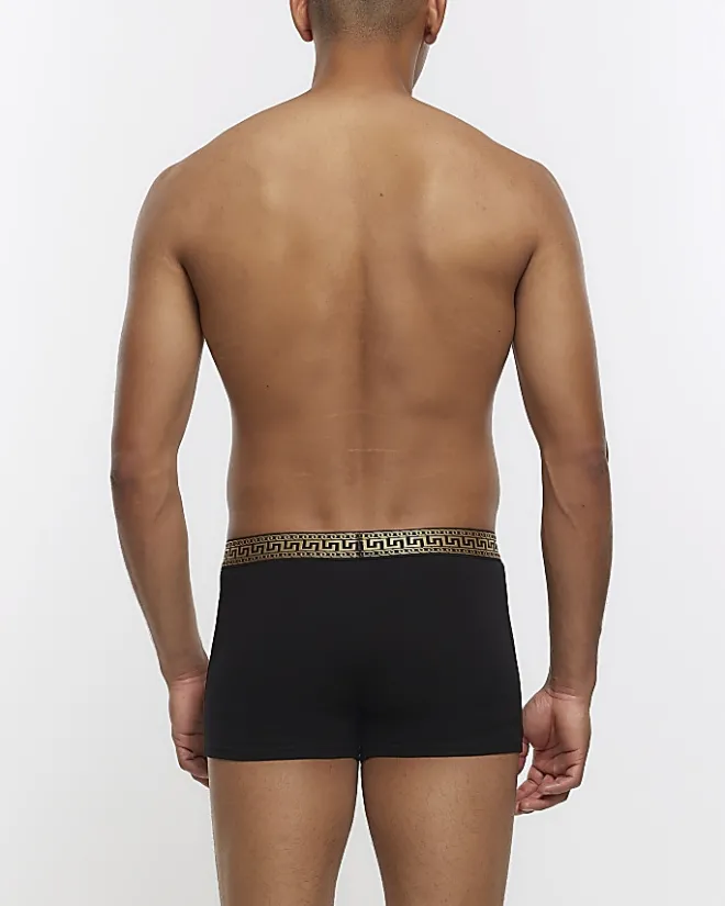 River Island 4PK geometric cotton stretch trunks Black Hot