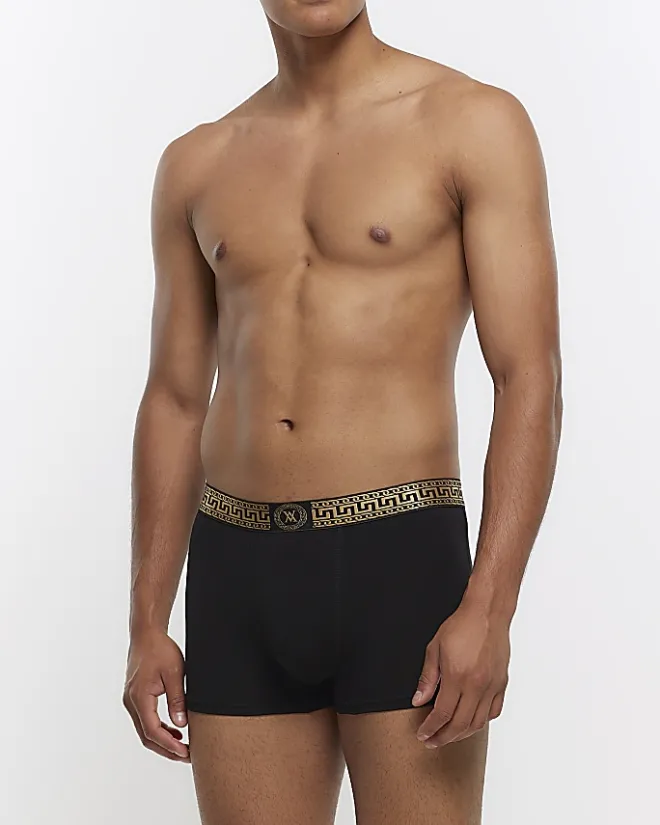 River Island 4PK geometric cotton stretch trunks Black Hot