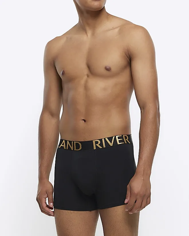 River Island 4PK RI cotton stretch trunks Black Best