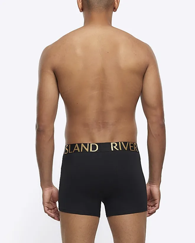 River Island 4PK RI cotton stretch trunks Black Best