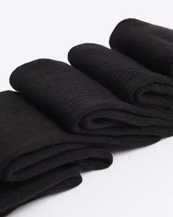 River Island 5PK ribbed ankle socks Black New