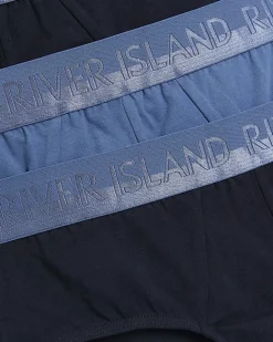 River Island 4PK cotton stretch RI briefs Blue New