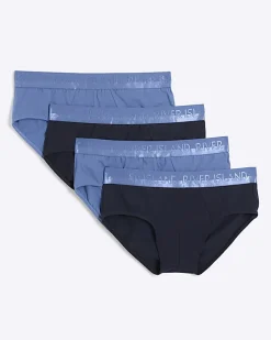 River Island 4PK cotton stretch RI briefs Blue New