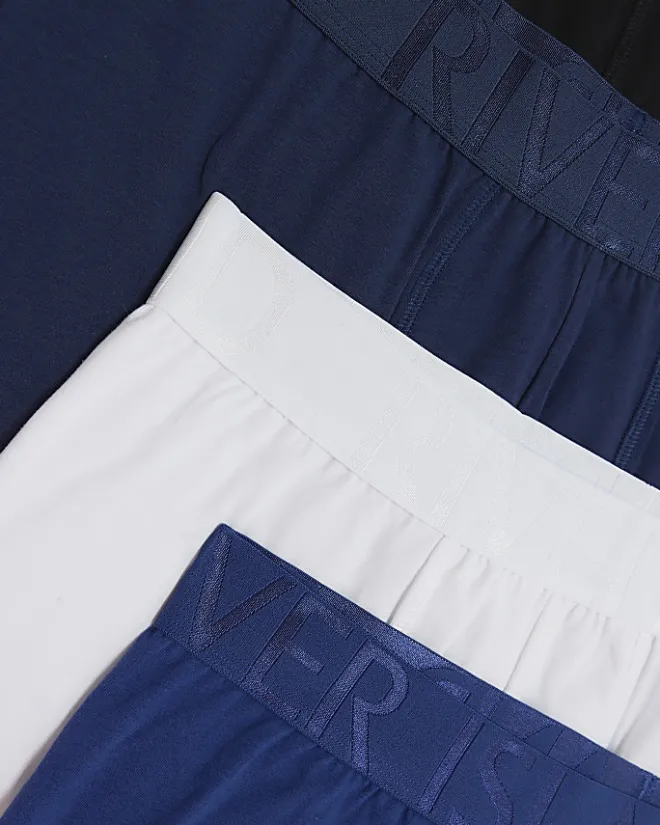River Island 4PK cotton stretch trunks Blue Clearance