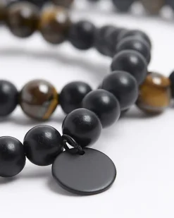 River Island 2PK beaded bracelet Brown Discount