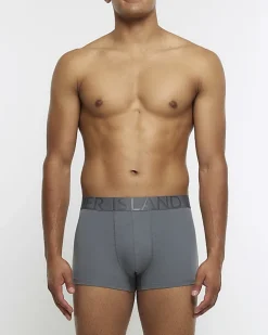 River Island 4PK Dark cotton stretch trunks Grey Outlet