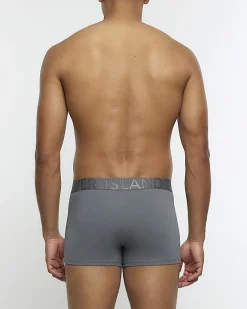 River Island 4PK Dark cotton stretch trunks Grey Outlet