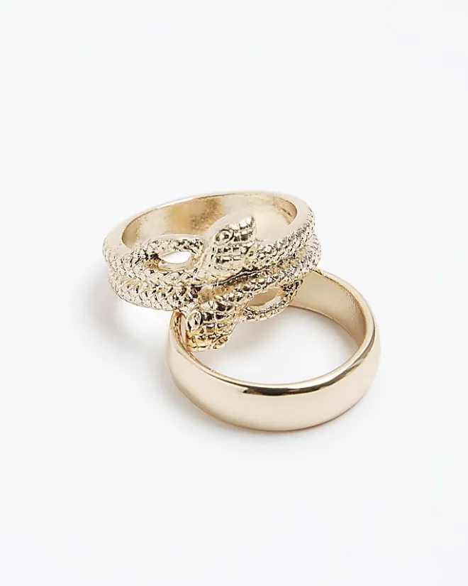 River Island 2PK gold colour snake ring Yellow Hot