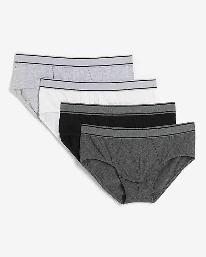 River Island 4PK cotton stretch briefs Grey Outlet