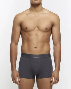 River Island 4PK cotton stretch trunks Grey Outlet