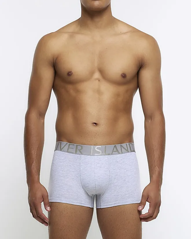 River Island 4PK RI cotton stretch trunks Grey Hot