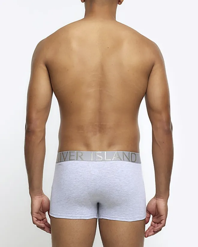 River Island 4PK RI cotton stretch trunks Grey Hot