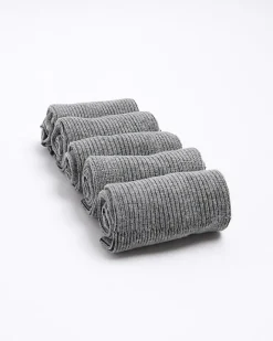 River Island 5PK ribbed ankle socks Grey Sale