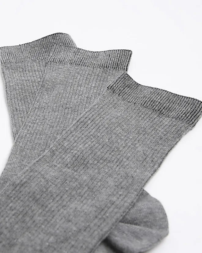River Island 5PK ribbed ankle socks Grey Sale