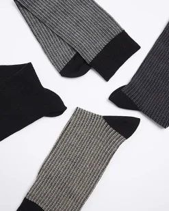 River Island 5PK textured smart socks Grey Hot