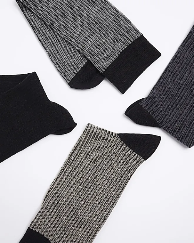 River Island 5PK textured smart socks Grey Hot